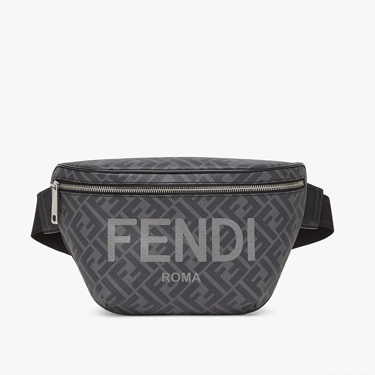 Bag Fendi Fabric Logo Black Belt ROMA FF In Motif 0709